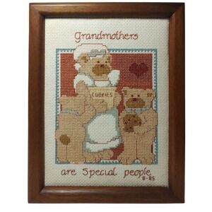Vintage Cross‎ Stitch Grandmothers are Special People Completed Framed Made 1985